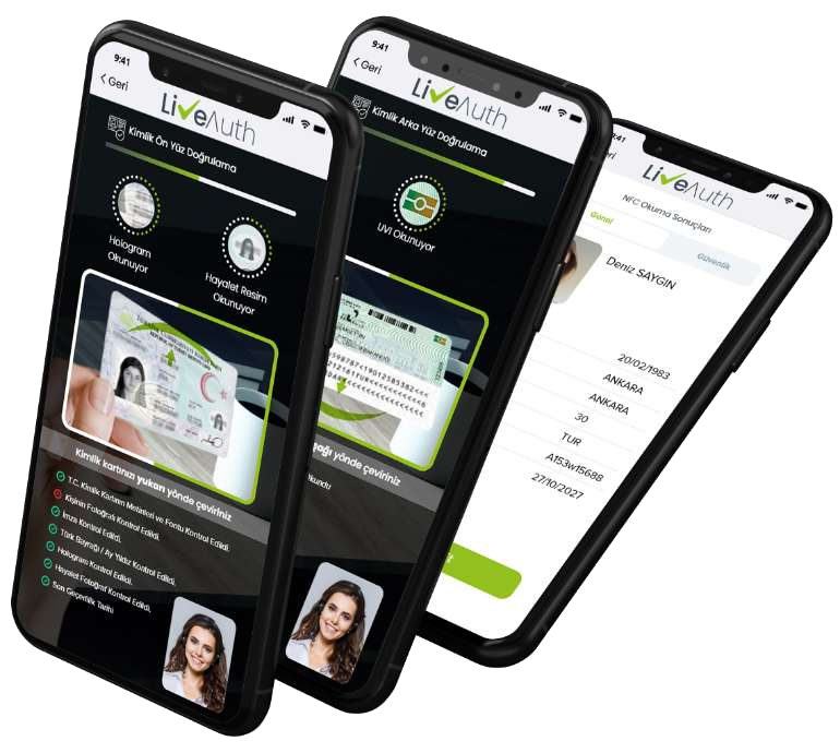 LiveAuth mobil müşteri edinimi ekranları